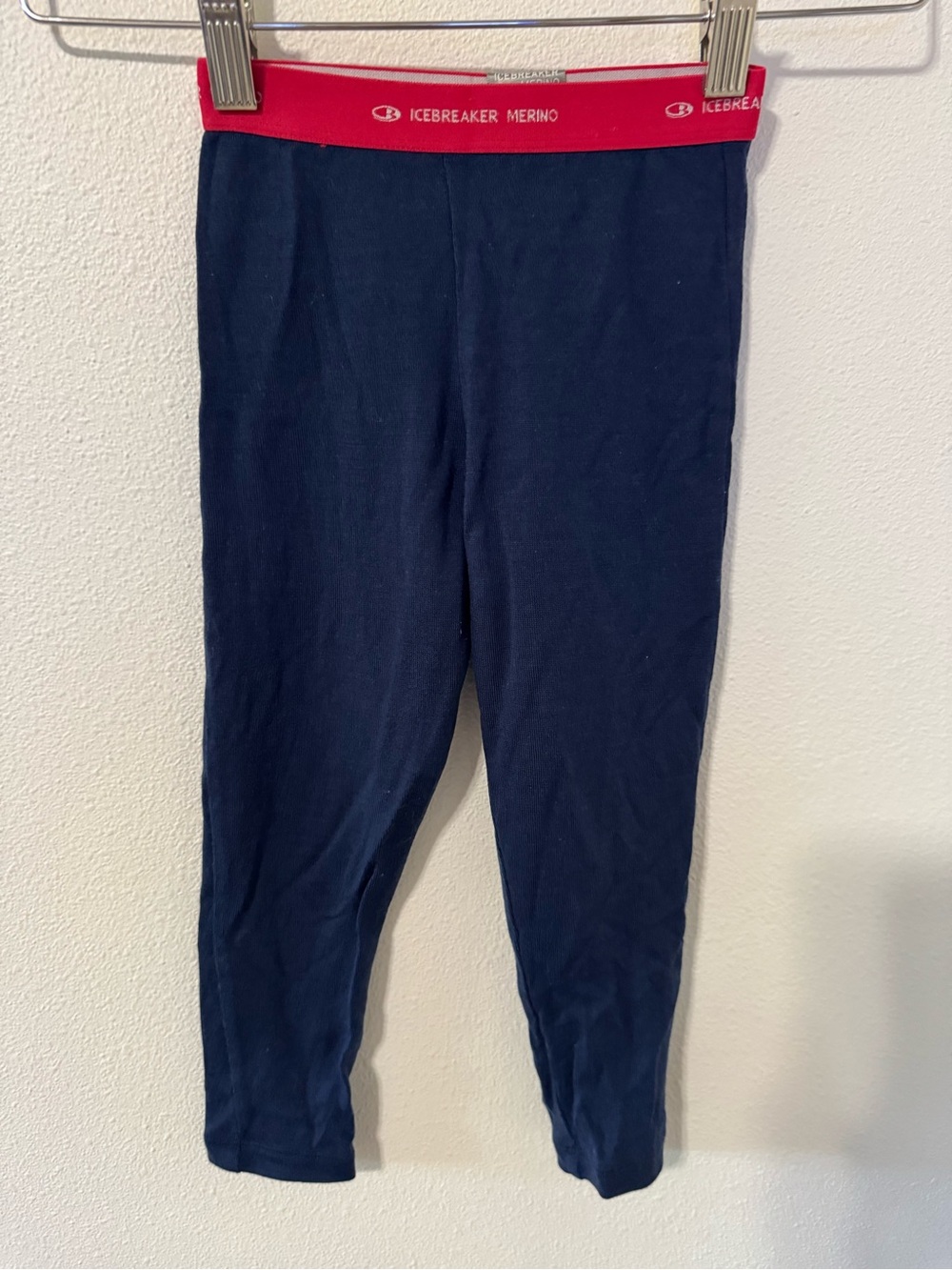 Icebreaker Merino Midweight Leggings Navy Branded Pink Waistband 3-4Y/100-114cm